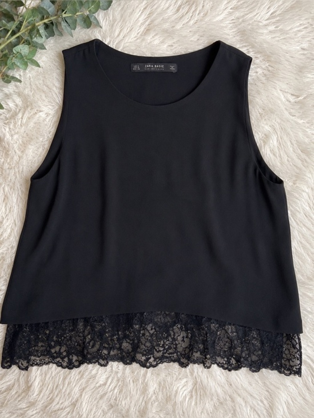Zara Lace Lined Sleeveless Blouse Medium NWOT
